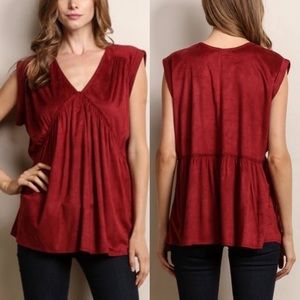 NWOT Red Faux Suede Top